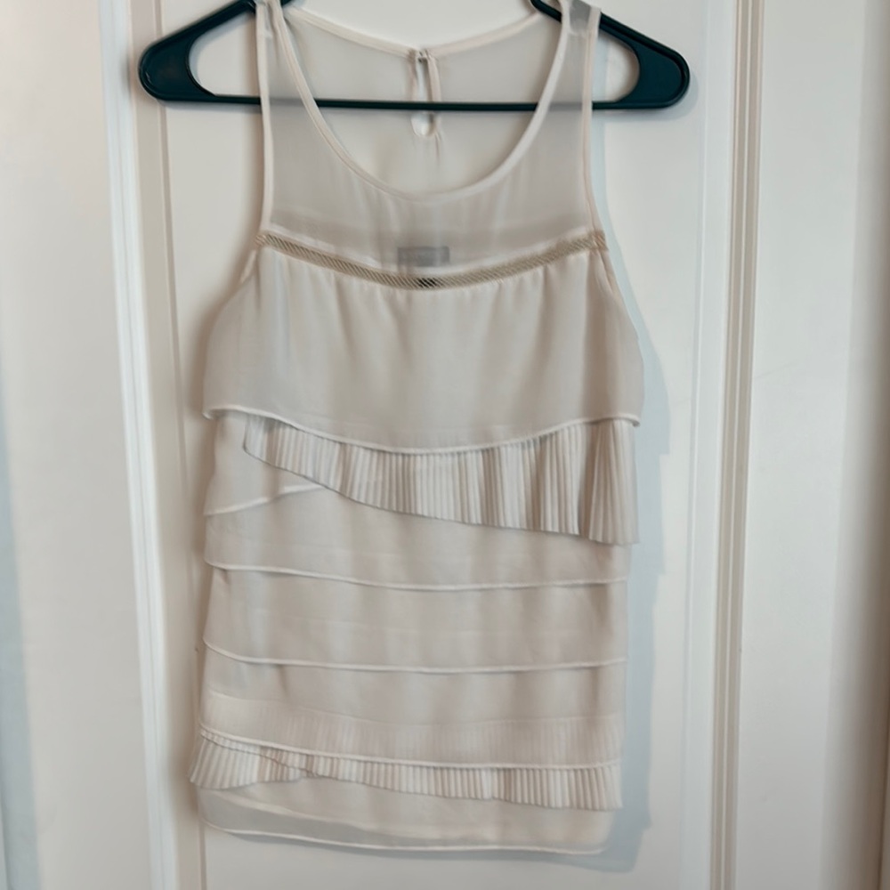 Express Cream Tiered Ruffled Sleeveless Tank
